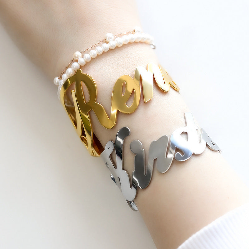 Bracelet prénom plaque – vue 1