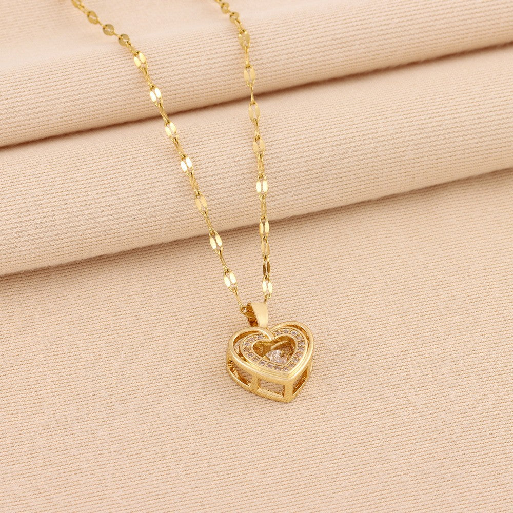 Collier Cœur doré à double contour