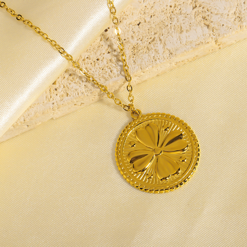 Collier trèfle porte-bonheur doré, photo 7