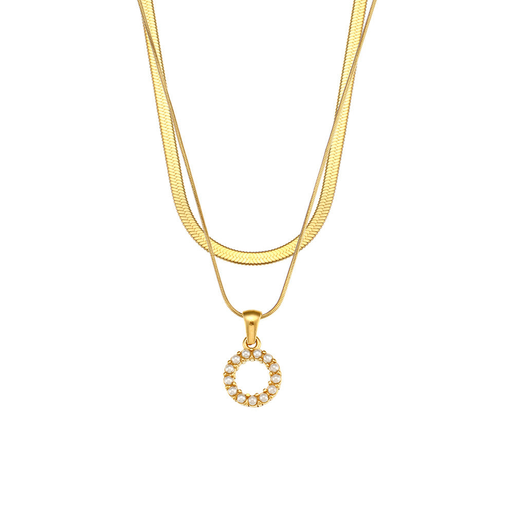 Collier initiale double chaîne doré, lettre O