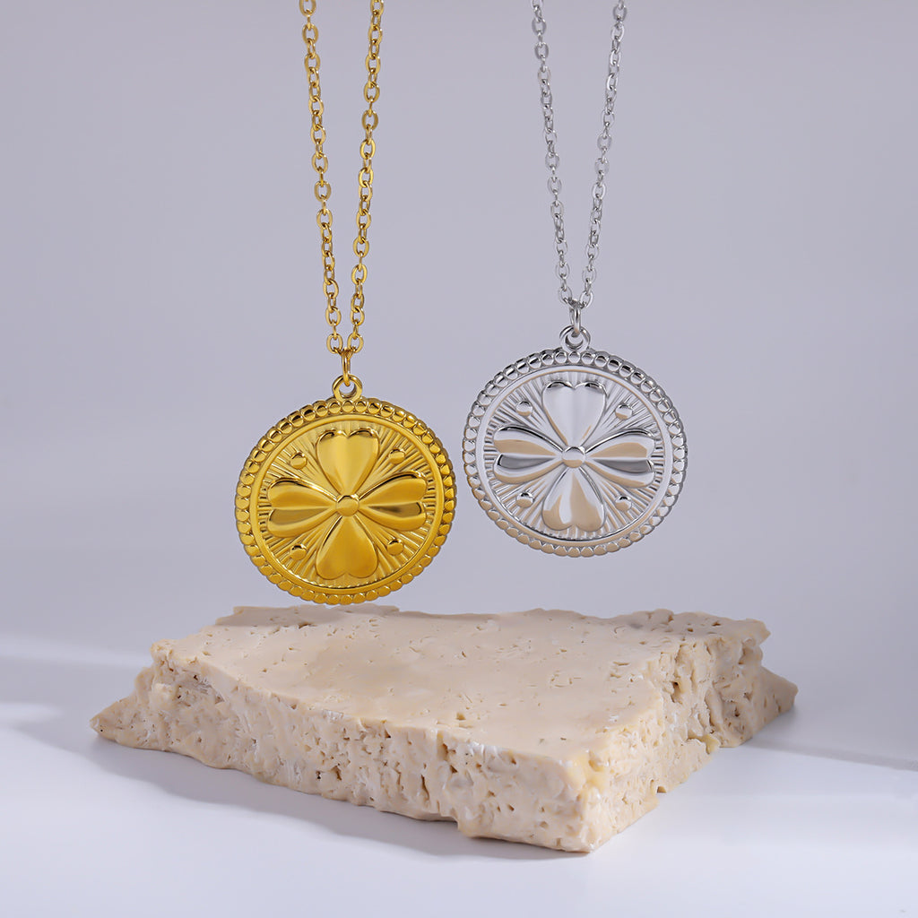 Collier trèfle porte-bonheur doré, photo 2