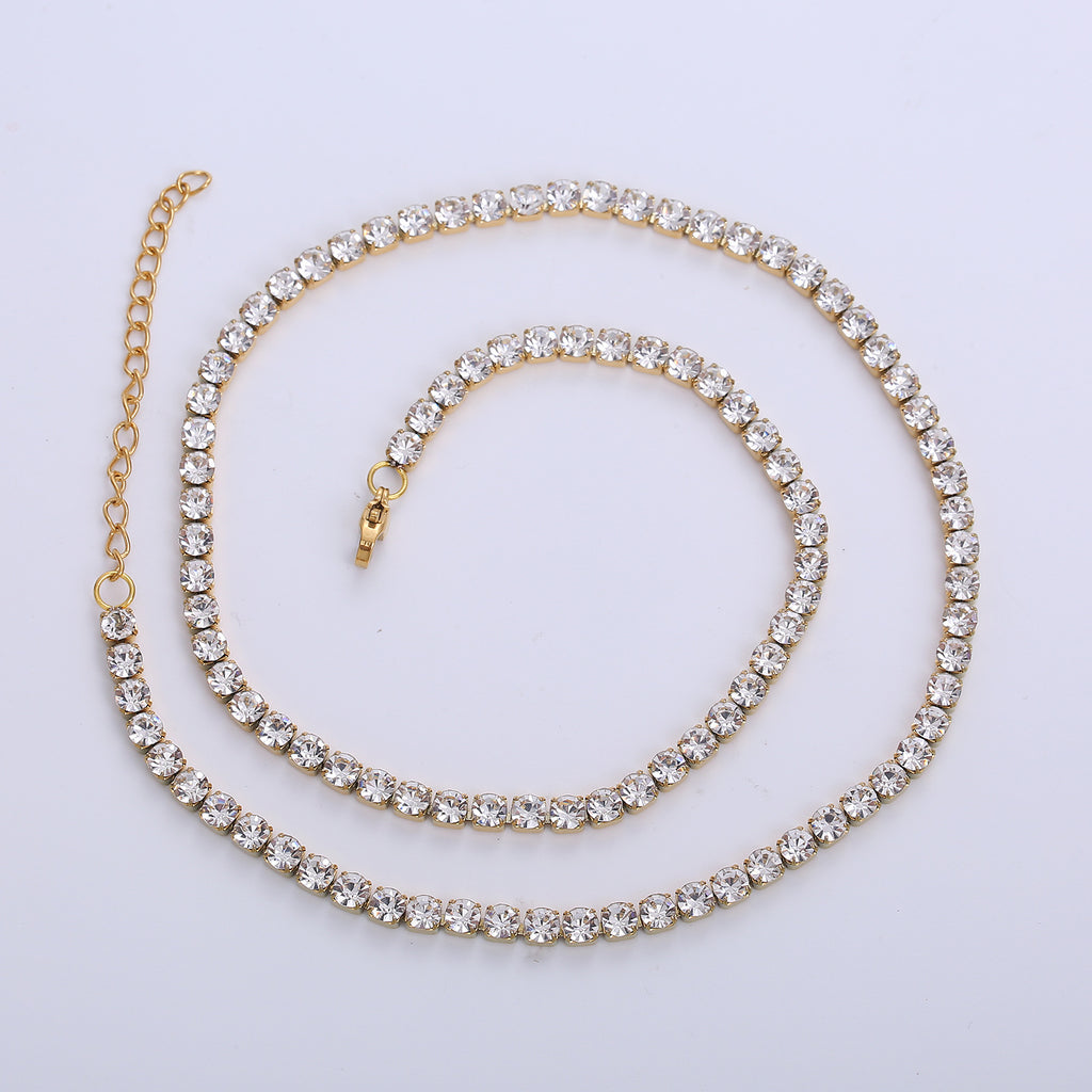 Collier rivière de zircons doré