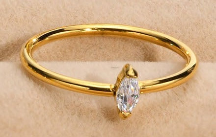 Bague solitaire zircon dorée