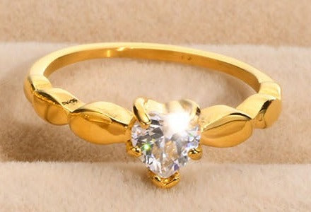 Bague solitaire zircon dorée