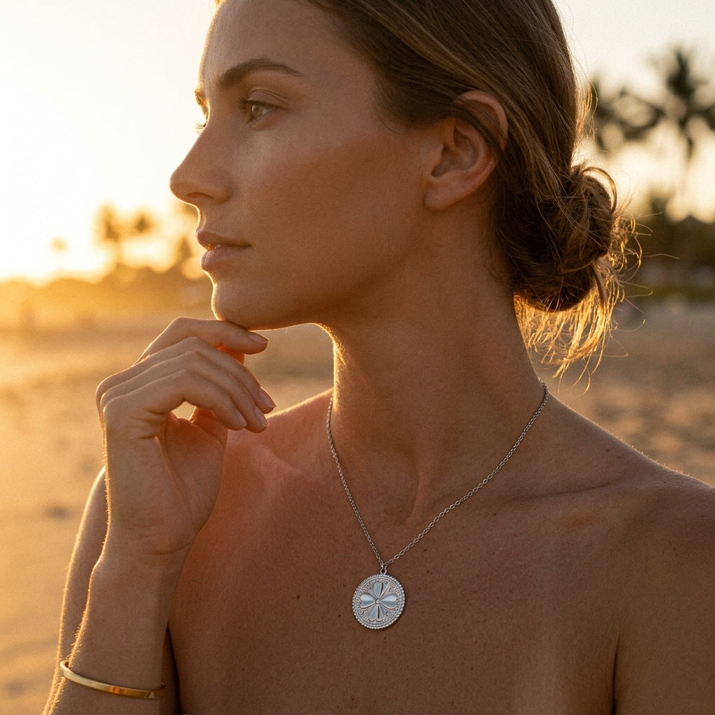 Collier trèfle porte-bonheur doré, photo 4