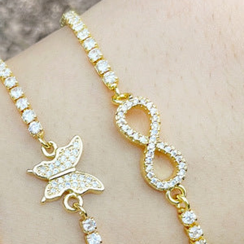 Bracelets coulissants zircons (œil, papillon, infini)