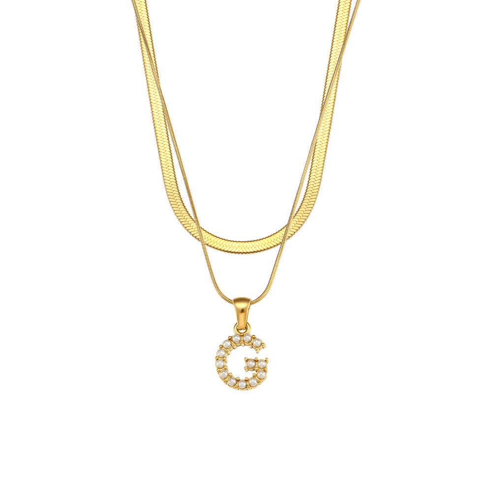 Collier initiale double chaîne doré, lettre G