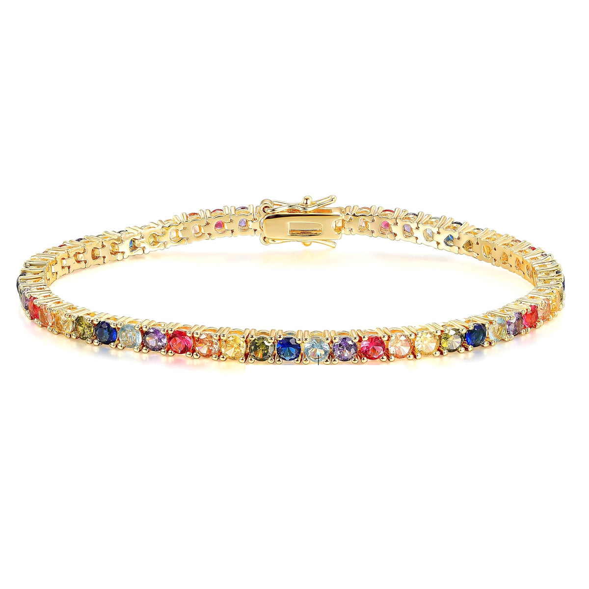 Bracelet tennis zircons multicolores cuivre