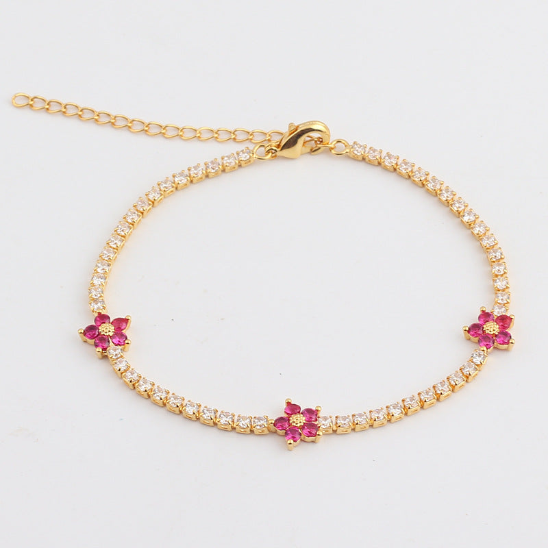 Bracelet fleurs zircons