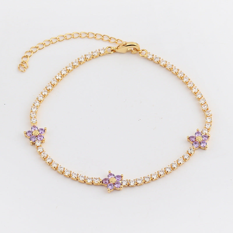 Bracelet fleurs zircons